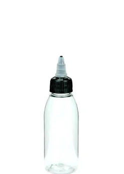 Packari.com - PET Flasche 100 ml klar mit Tülle mit on/off Verschluss