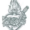 Tattooed Now! Temporary Tattoo - Sacred Heart with Dagger