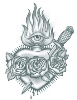 Tattooed Now! Temporary Tattoo - Sacred Heart with Dagger