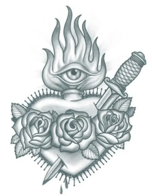 Tattooed Now! Temporary Tattoo - Sacred Heart with Dagger
