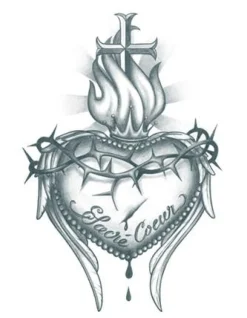 Tattooed Now! Temporary Tattoo - Sacred Heart with Cross